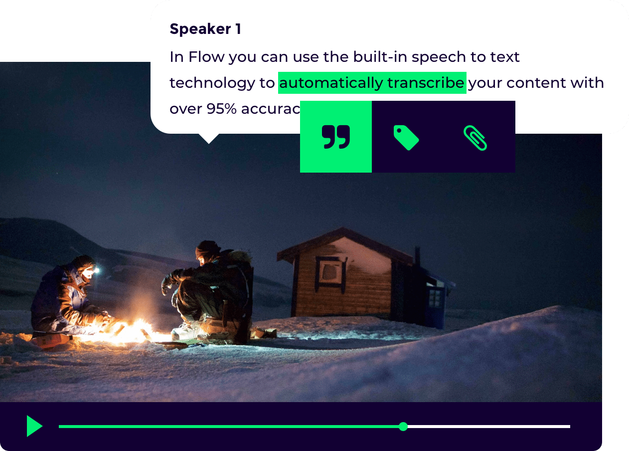 Limecraft offers embedded AI transcription services that can be used for text-based editing and subtitling