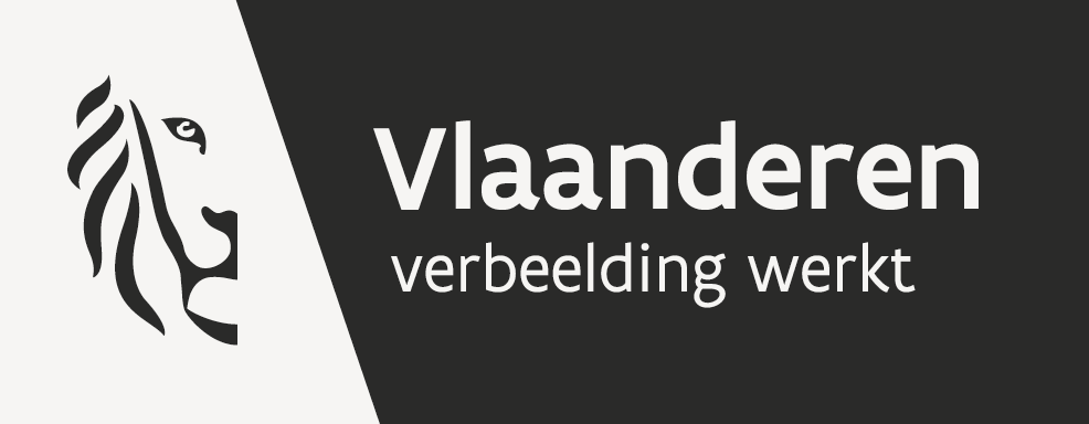 Logo en slagzin van de Vlaamse overheid - "Vlaanderen; verbeelding werkt"