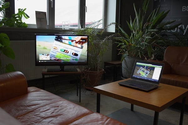 Establishing shot showing how Limecraft can be projected on larger screens using google chromecast