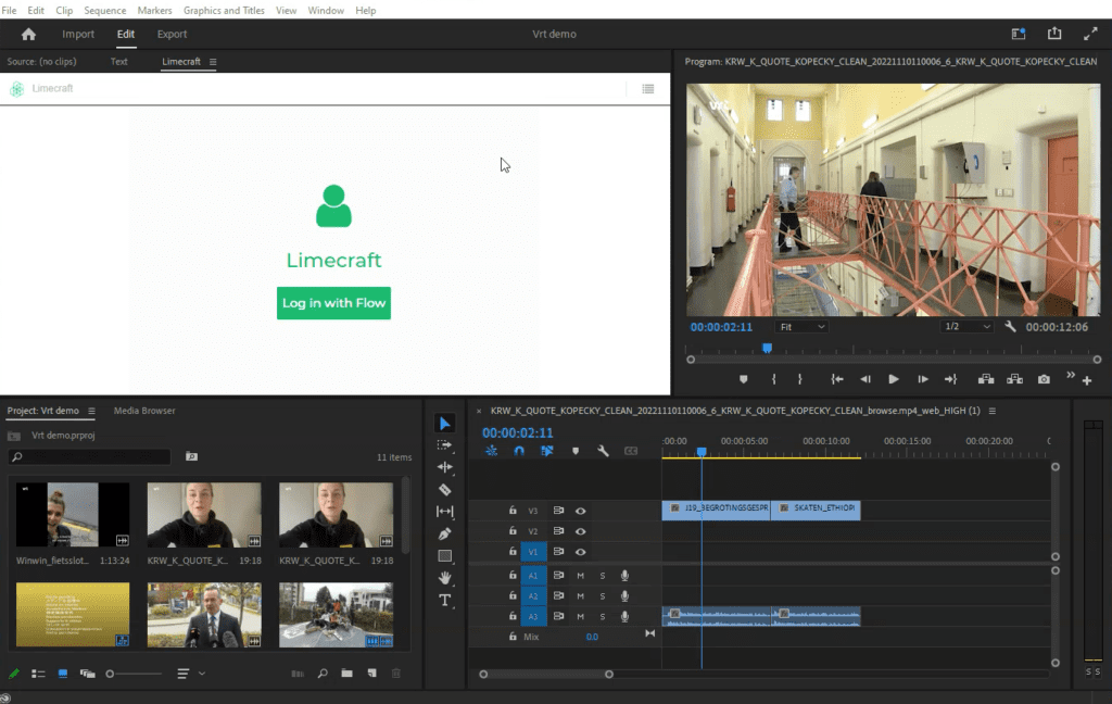 Limecraft panel for Adobe Premiere Pro gives access to AI transcription and Subtitling services